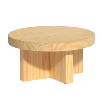 Taburete pequeño de madera maciza natural 15 cm Barnizado