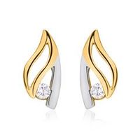 8 quilates pendientes de oro blanco amarillo con circonita