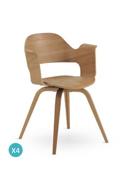 Pack de 4 sillas madera contrachapado roble
