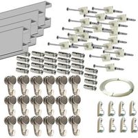pack basic rm de 12 metros guias de aluminio plata mate con 24 colgadores nylon para colgar cuadrosr plata mate