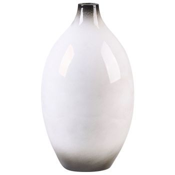 Jarrón Decorativo Blanco Y Negro 36 Cm Terracota Elegante Moderno Baeza