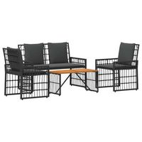 juego de muebles de exterior 4 piezas  mobiliario de jardin negro y gris oscuro