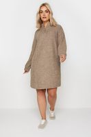 yours vestido de punto marron claro con cuello alzado mujer curvy y tallas grandes yours
