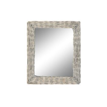 Espejo Mimbre Cristal 52,5x4x63 Trenzado Gris