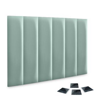 Dhome Juego De 6 Paneles Tapizados De Pana Premium Pack Autoadhesivos Para Pared Acústicos Absorbentes Protección Impactos (verde Agua, 60x20cm, X6)