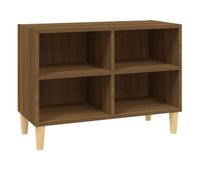 mueble de tv patas madera maciza roble marron 695x30x50 cm