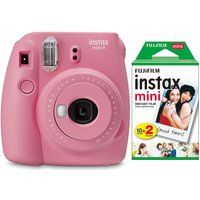 instax mini 9 instant camera with pink lemonade film  mini film 20 shot pack bundle - blush rose pink