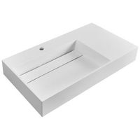 lavabo suspendido de pared clasico rectangular fundicion mineral acabado mate 90 x 48 cm blanco cusco