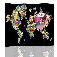 biombo pop art map - separador de ambientes  cm 180x180 5 paneles