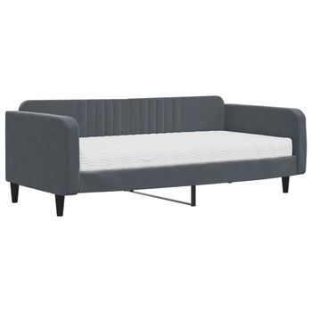 Sofá Cama Con Colchón Terciopelo Gris Oscuro 100x200 Cm
