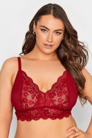 sujetador rojo de encaje bordes festoneados
