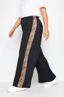 limited collection pantalon negro ancho con franja leopardo mujer curvy y tallas grandes yours