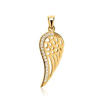 8 quilates colgante de oro alas con circonitas