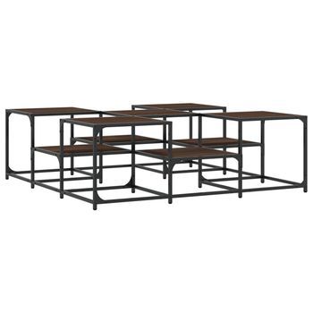 Mesa De Centro Madera De Ingeniería Roble Marrón 121x121x40 Cm Vidaxl