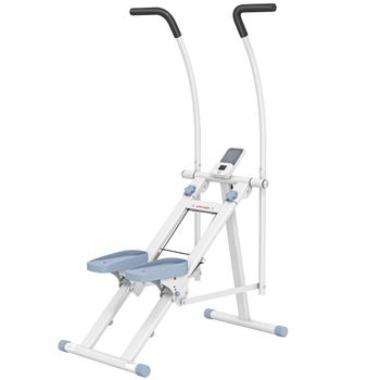 SPORTNOW Stepper de escalera plegable climber stairmaster para ejercicio de gimnasio en casa pedales ajustables pantalla LCD 85x80x142cm blanco