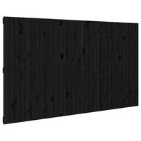 cabecero de cama pared madera maciza pino negro 204x3x110 cm