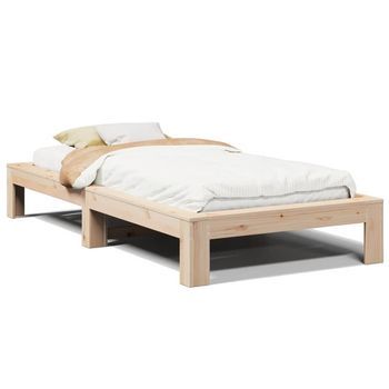 Estructura De Cama Sin Colchón Madera Maciza Pino 75x190 Cm
