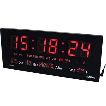Reloj gran  pantalla digital LED,  hora, dia, mes, año, temperatura, alarma