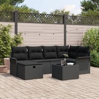 juego de sofas de jardin de 7 piezas con cojines negros de poliratan v0950 unico  negro