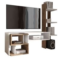 mueble de salon moderno mom color roble ansberg y blanco semimate 187 cm