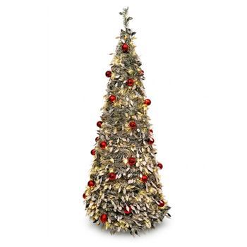 Árbol De Navidad Emergente Well Home Ø70x180 Cm 150 Led Blanco Cálido + 36 Bolas Rojas
