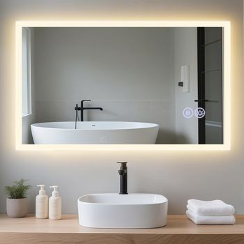 Espejo De Baño Iluminado Con Intensidad Ajustable E Interruptor Táctil Zmh