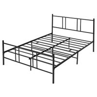 costway marco de cama metalico con cabecero y estribo de acero facil de montar negro