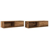 muebles de tv 2 uds  mueble de salon  mesa de tv 100x31x255 cm madera ingenieria envejecida