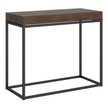 Consola extensible 90x40/196 cm efecto madera nogal, hierro