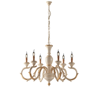 lampara de arana fiorenza en madera de marfil y pan de oro 6 luces 125 o91 bl172-6-av