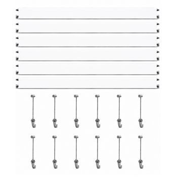 Colgar Cuadros Sin Agujeros Pack 9 Metros Eurohang Guías Aluminio Blanco Mate 150 Cm Cable Acero Ganchos Tornillo Plus Clips Tapas Tornillos