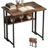 escritorio plegable para espacios pequenos de tablero e1 y metal homcom 80 cm r marron rustico