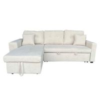 sofa esquinero cama de 4 plazas con baul de terciopelo beige glasgow