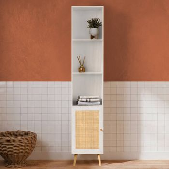 Columna De Almacenamiento Para Cuarto De Baño, Blanco Roto
