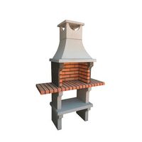 bbq x-art - barbacoa con 2 baldas construido con ladrillo y cemento refractario - 123x50x193cm