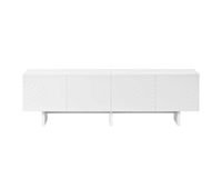 mueble tv - 4 puertas con patron de arco geometrico frentes en relieve decorativo separador central y amplio espacio de almacenamiento - blanco