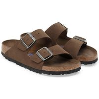 birkenstock sandalias arizona soft footbed suede regular - dark tea tonal para mujer