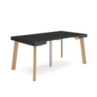 mesa consola extensible mesa comedor plegable 160 para 8 comensales patas de madera estilo moderno negro