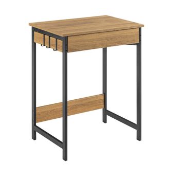 Mesa de escritorio  con un cajón y 3 percheros madera color natural