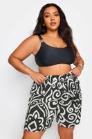 yours pantalones cortos estampados en blanco y negro mujer curvy y tallas grandes yours