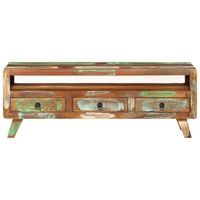 mueble tv  mueble de salon  armario tv madera maciza reciclada multicolor 110x30x40 cm