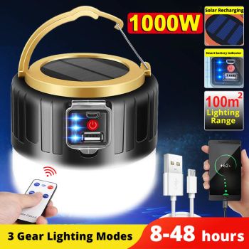 Luz portátil para acampar, Banco de energía, linternas LED para acampar, portátil, impermeable, para tienda de campaña al aire libre, reflector recargable, linterna