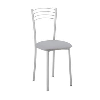 Pack 4 Sillas Cocina Color Gris Comedor Estilo Moderno Metal Y Poliuretano Ligeras 89x40x45 Cm
