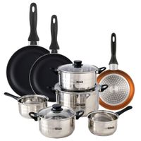 bateria de cocina de acero inox con sartenes bronce o162024cm