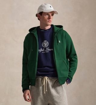 Polo Ralph Lauren para hombre. 710881517508 Sudadera de punto doble y cremallera verde (XL), Casual, Algodón