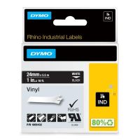 cinta vinilo dymo rhino 24 mm blanco sobre negro resistente exterior