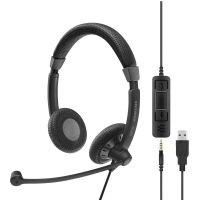 auriculares sennheiser impact sc 75 con cable usb y 35 mm cancelacion de ruido uso profesional negros