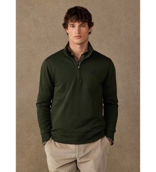 Hackett London para hombre. HM5800195 sudadera algodón con cremallera y logo verde (L), Casual