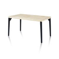 mesa de comedor fija con patas metalicas 140x80 cm negro roble