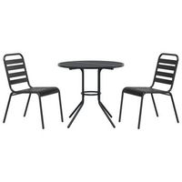 pack 3 uds sillas jardin  silla de exterior  sillon apilables acero recubrimiento polvo gris
